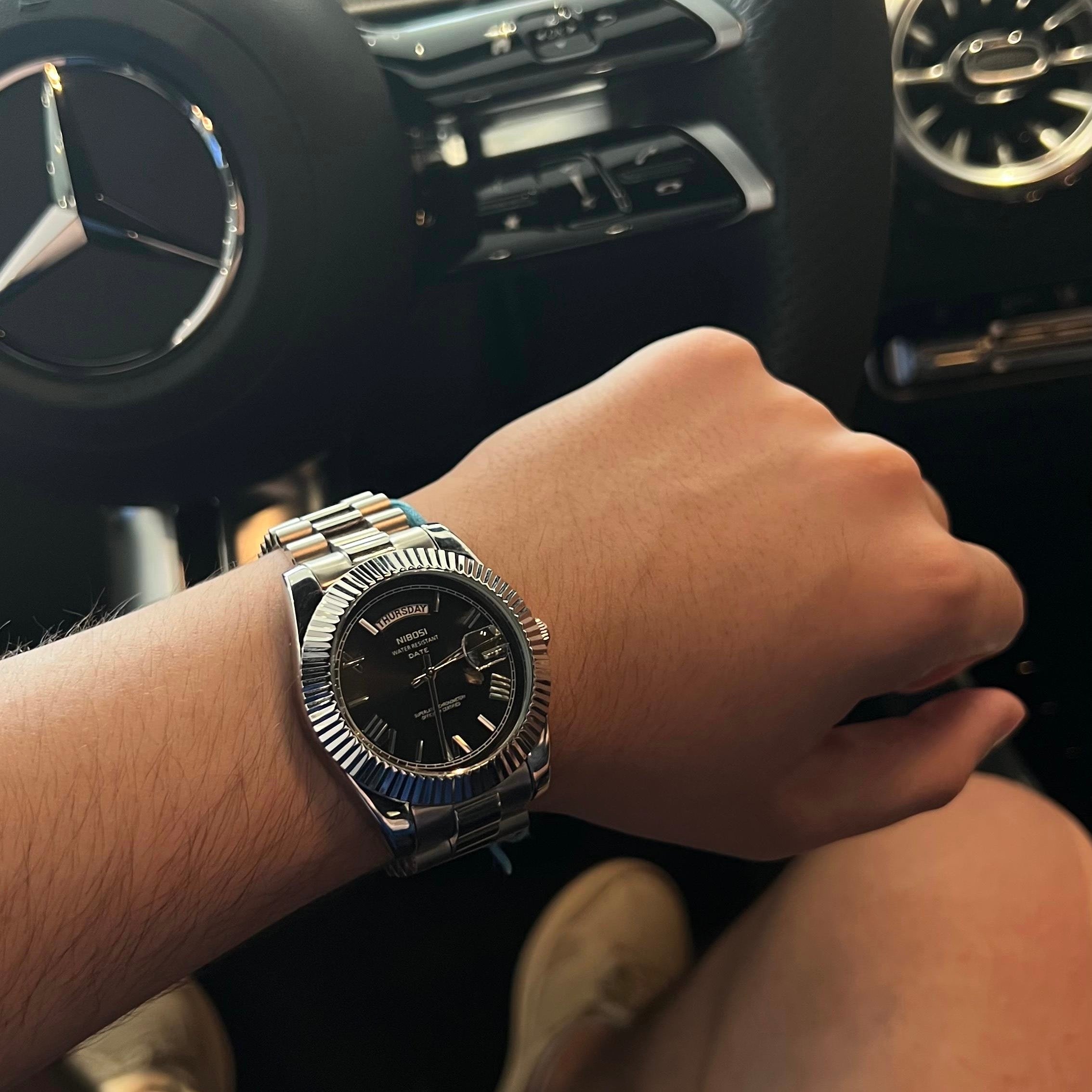 relógio masculino presidentti carro luxo pulseira metálica