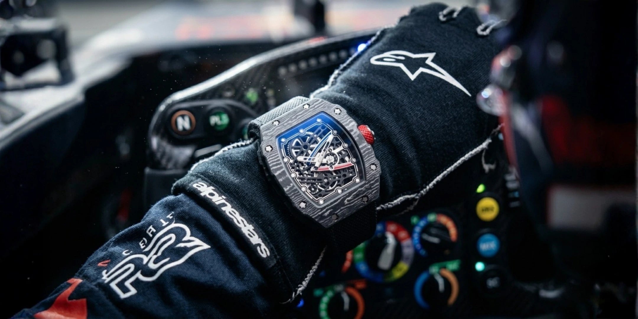 Relógio masculino Fabbricantti esqueleto caixa tonneau movimento visível no pulso luva racing cockpit Fórmula 1 estilo esportivo luxo